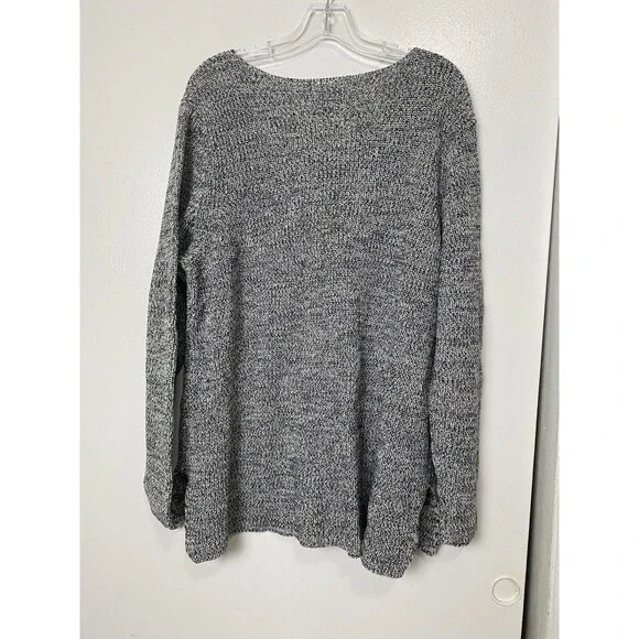 Style & Co. Sweater Top Women Gray Long Sleeve V Neck Plus Size 3X Chunky Knit - Picture 6 of 13